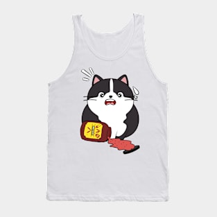 Funny fat cat spilled BBQ sauce Tank Top